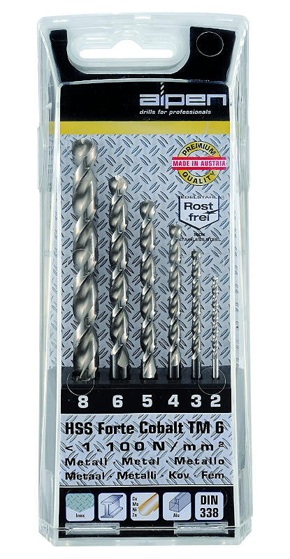 6 delni komplet svedrov hss forte cobalt alpen topdom 1