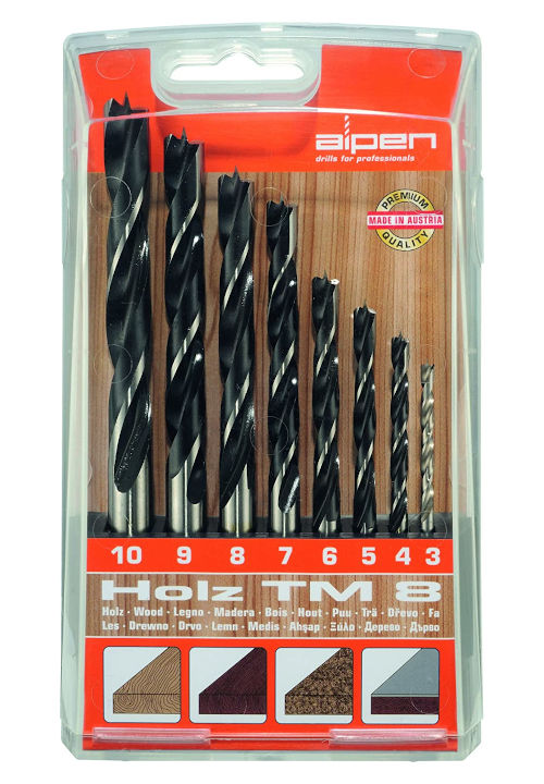 8 delni set svedrov za les cv hss tm 8 alpen topdom 1
