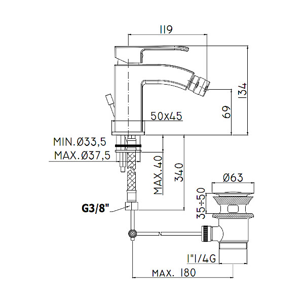 ARMATURA ZA BIDE LEVEL PAFFONI1 TOPDOM