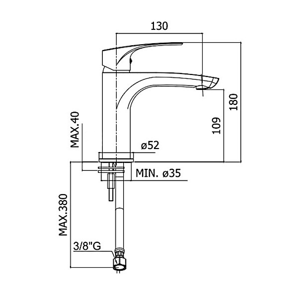 ARMATURA ZA UMIVALNIK LIME BREZ SIFONA PAFFONI TOPDOM 2