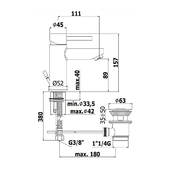 ARMATURA ZA UMIVALNIK STICK PAFFONI TOPDOM