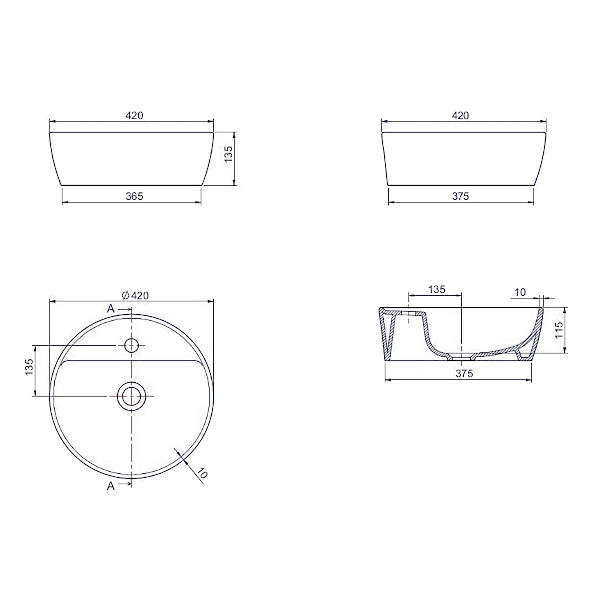 NADPULTNI UMIVALNIK ONE fi 42cm CERASTYLE TOPDOM2