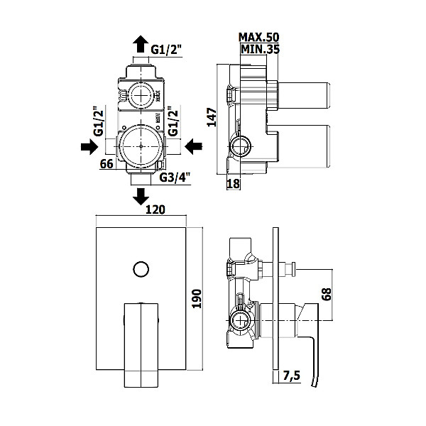 PODOMETNA ARMATURA ZA TUS LEVEL S PREKLOPOM PAFFONI TOPDOM1