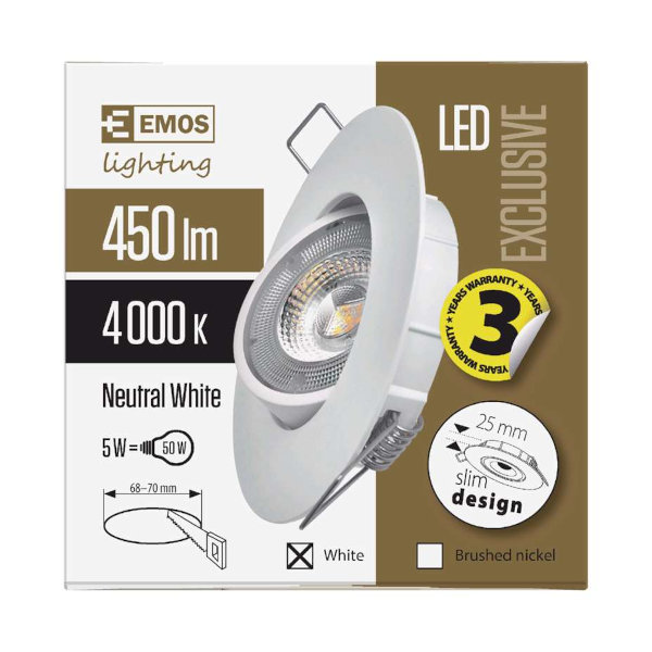 TOCKOVNA LED SVETILKA EXCLUSIVE 5W BELA EMOS TOPDOM2