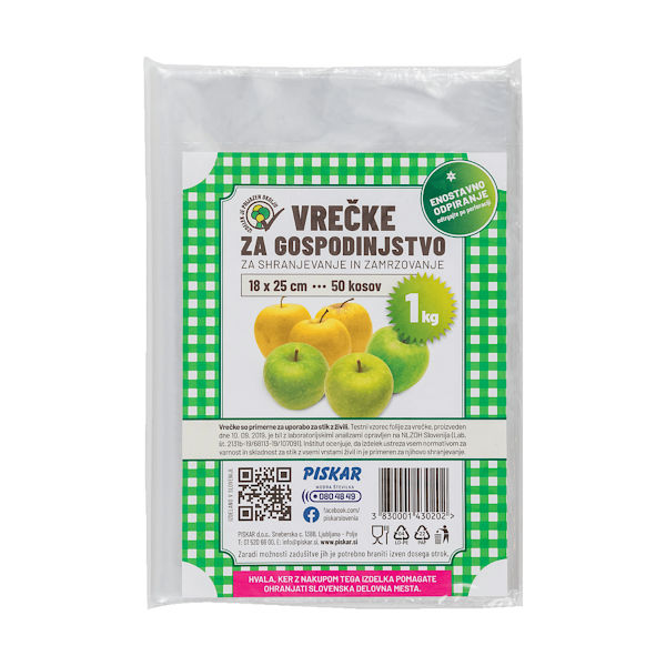 VRECKE ZA ZMRZOVANJE 1kg 18x25cm 50kos TOPDOM