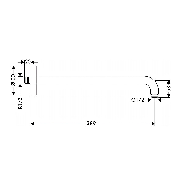 ZIDNI NOSILEC ZA NADGLAVNO PRHO OKROGEL HANSGROHE TOPDOM1