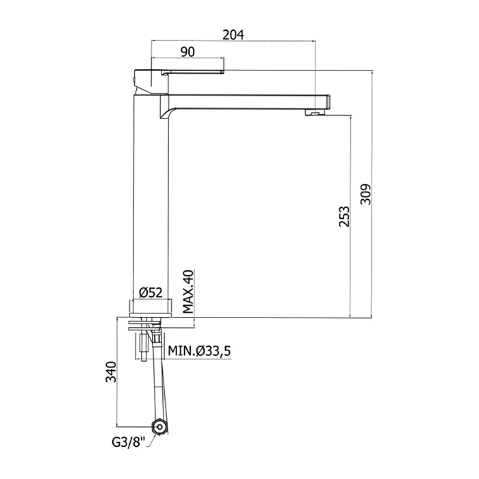 armatura za umivalnik ringo visoka rin081no paffoni topdom 2