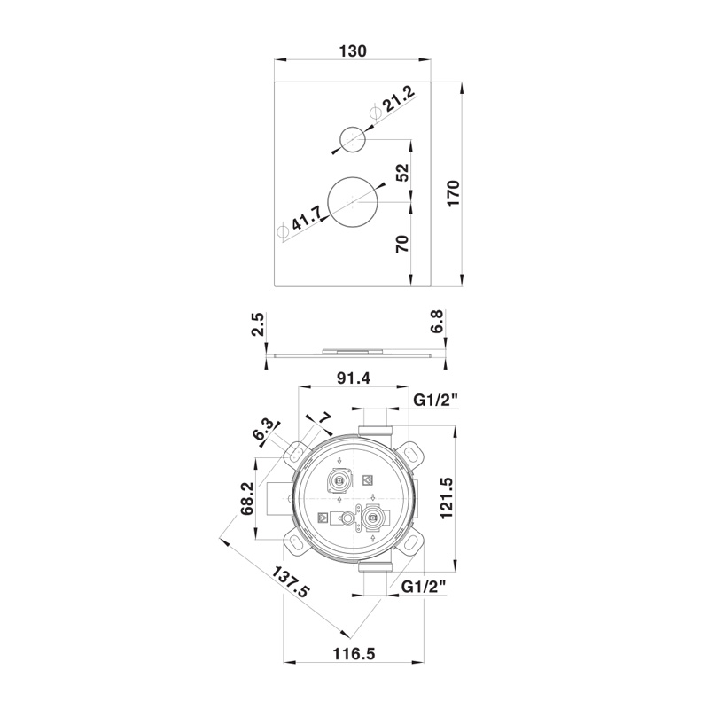 podometna armatura za tus sq crna 00362B unitas topdom 3