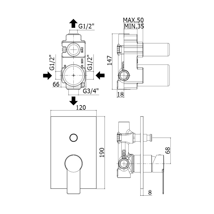 podometna armatura za tus tango ta015cr paffoni topdom 2