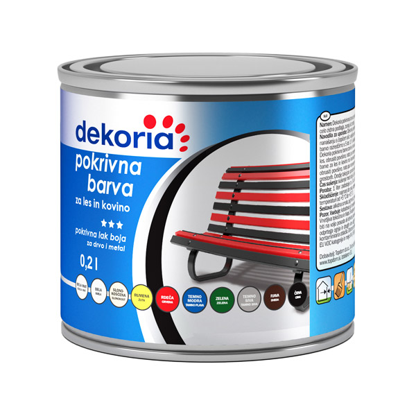 pokrivna barva za les in kovino dekoria 02l topdom
