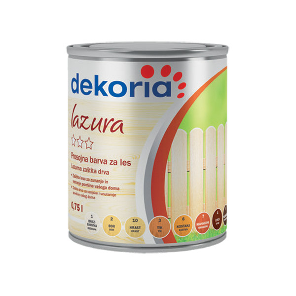 prosojna barva za les lazura dekoria 075l topdom