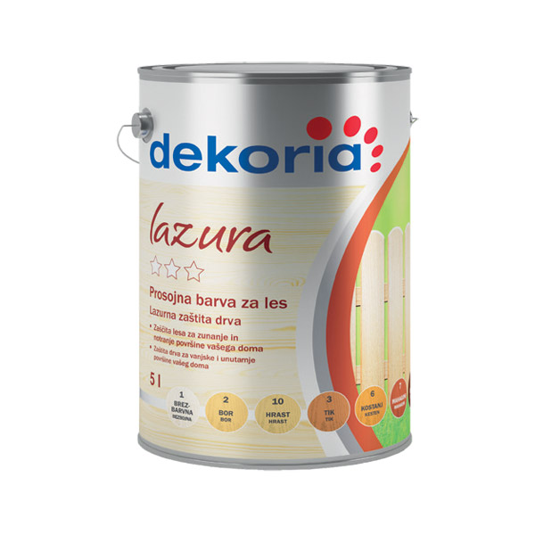 prosojna barva za les lazura dekoria 5l topdom