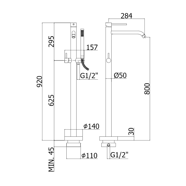 samostojeca armatura za kad light lig032cr paffoni topdom 3