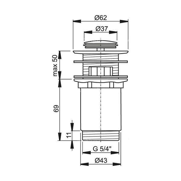 zgornji del sifona za umivalnik click clack fi37mm obnova 2