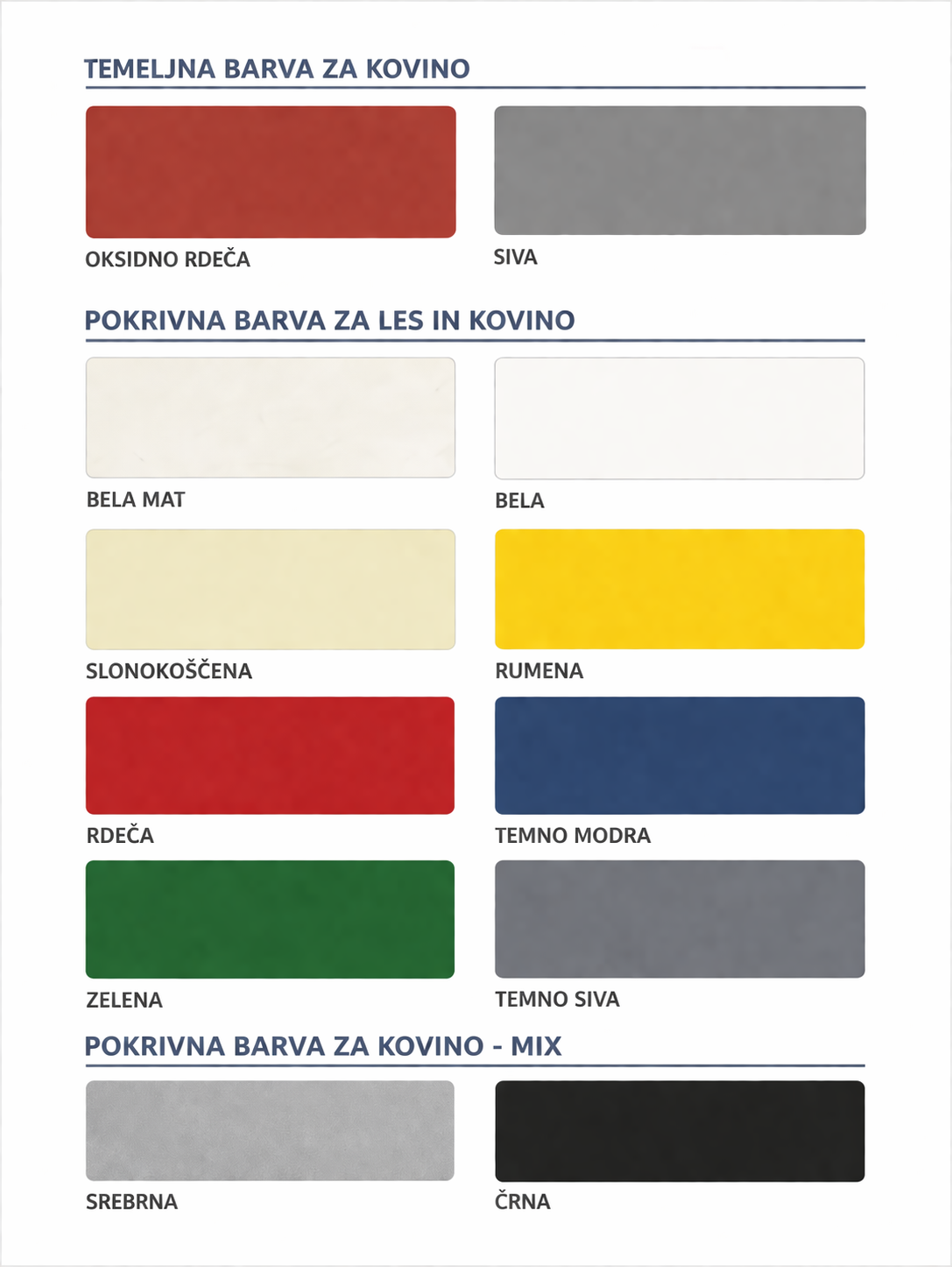 Dekoria barvna paleta