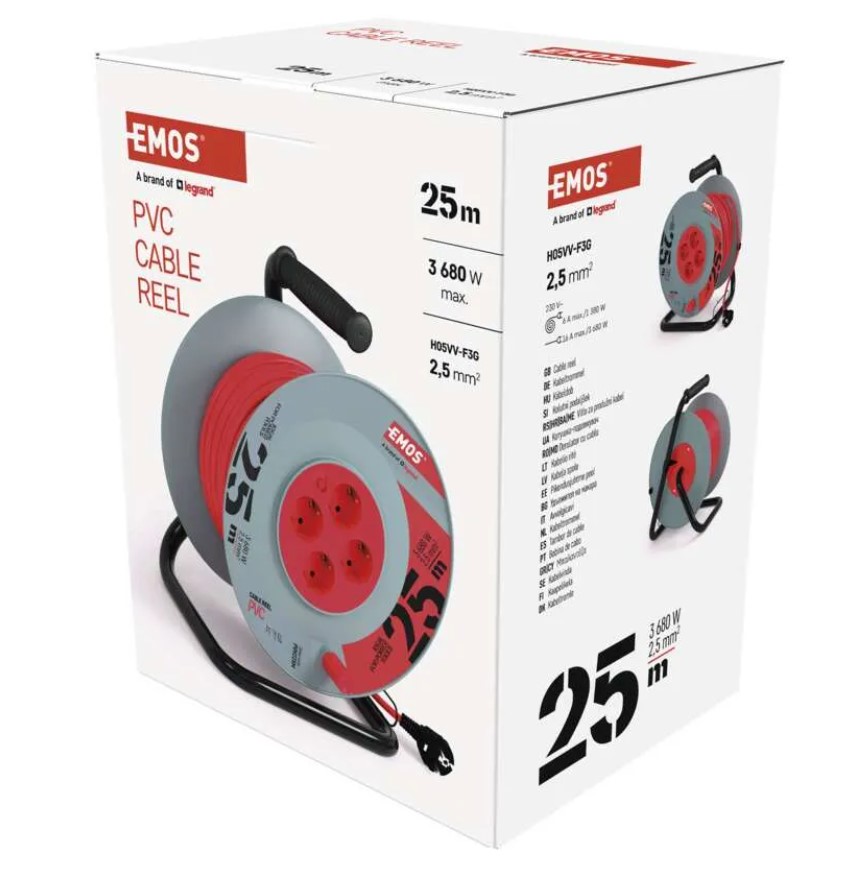 Podaljsek kolutni 25m 4vtic.3x25mm P09225M Emos 3