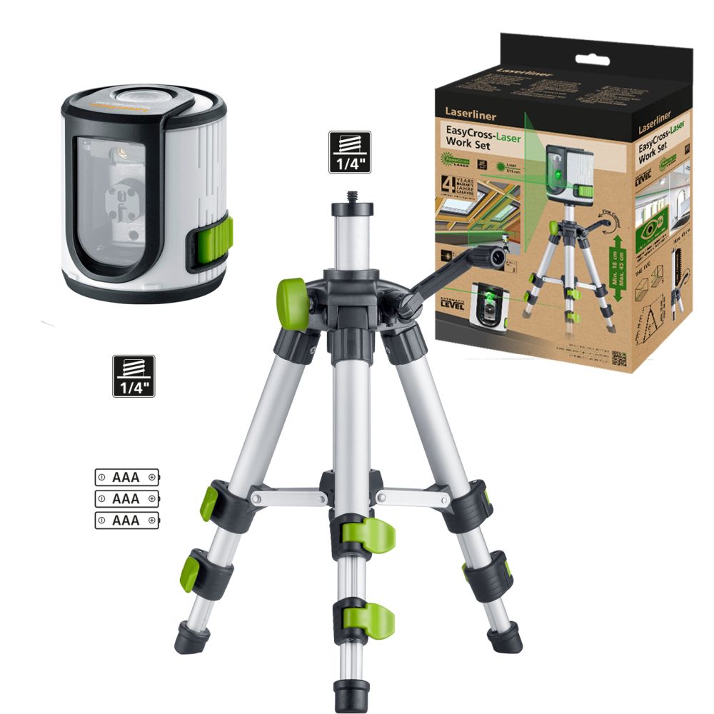 Laser krizni EasyCross zelenzeleni in stojalo 45cm LASERLINER topdom obnova 4 eobnova
