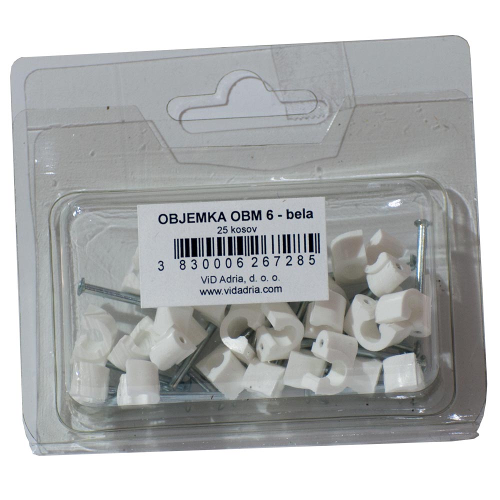 OBJEMKA Z JEKLENIM ZEBLJICKOM OBM FI6MM BELA 25 KOS SKOBA 1 eobnova