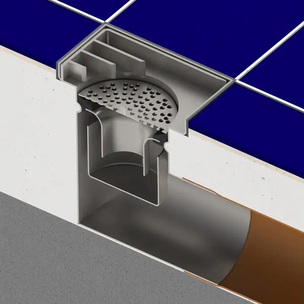 TALNI SIFON INOX Z RESETKO 15x15cm fi 110mm HORIZONTALNI ODTOK 2