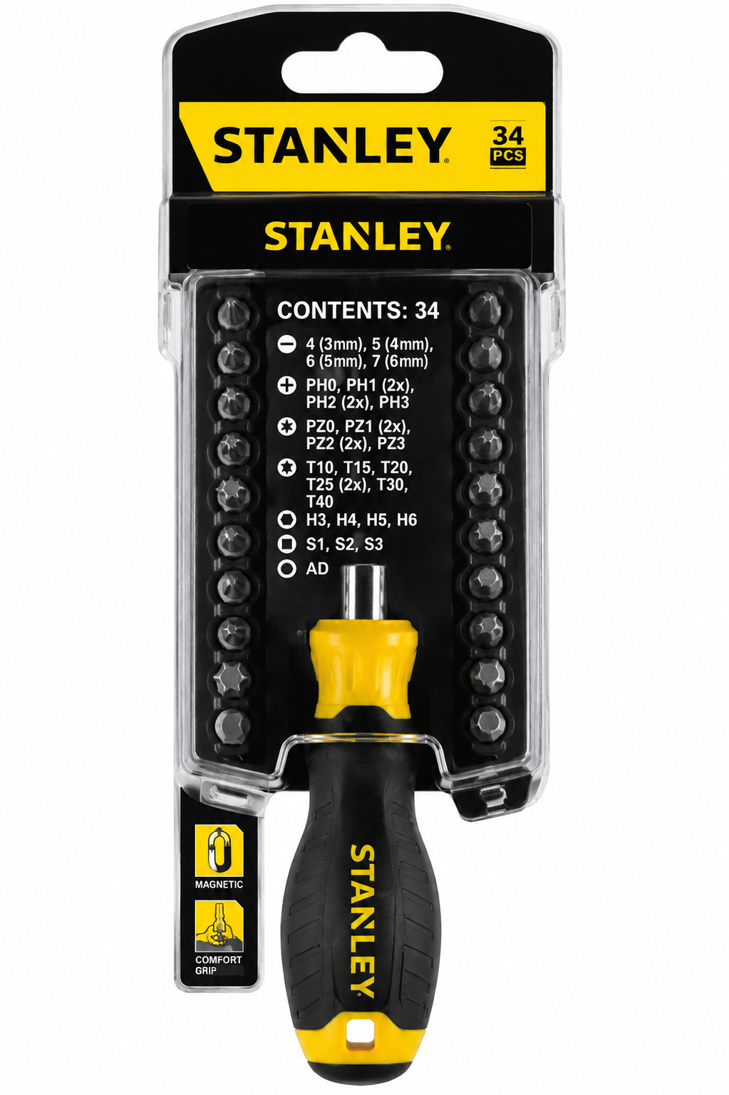 Stanley 34 delni set izvijaca in vijacnih nastavkov STHT0 70885 GMM DE WALT BD STANLEY