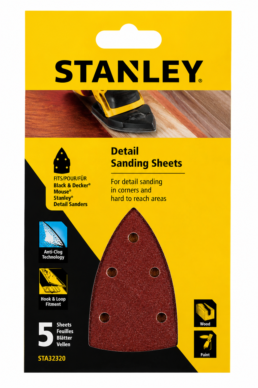 Stanley trikotni brusni papir K180 5 kosov GMM DE WALT BD STANLEY