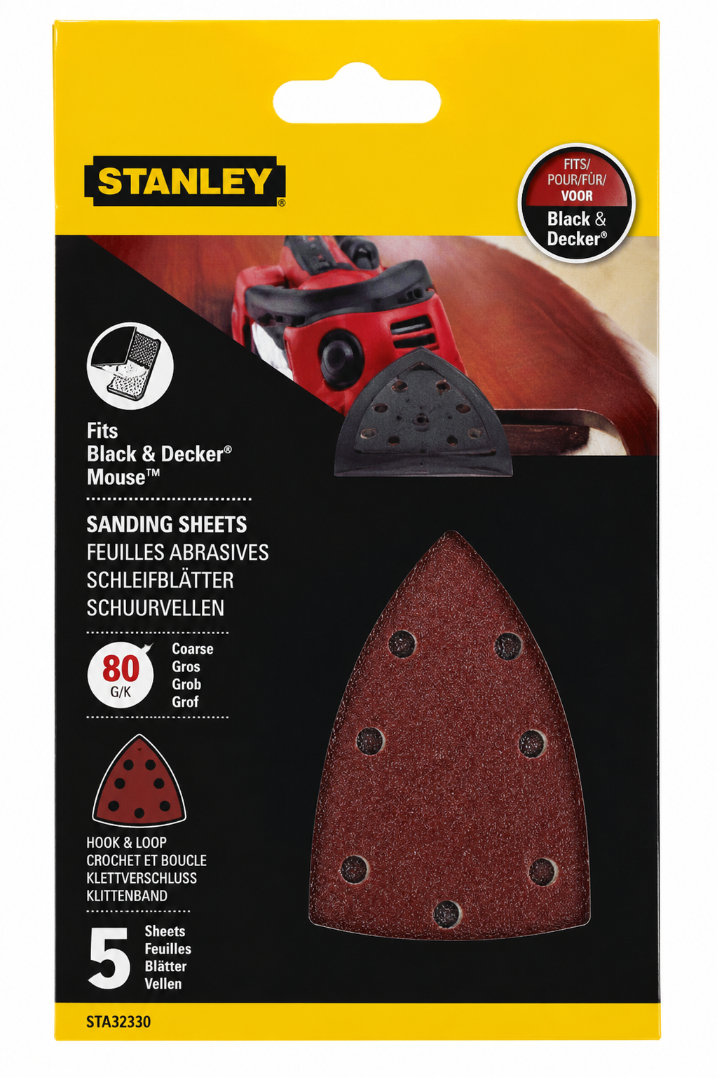 Stanley trikotni brusni papir K40 5 kosov GMM DE WALT BD STANLEY