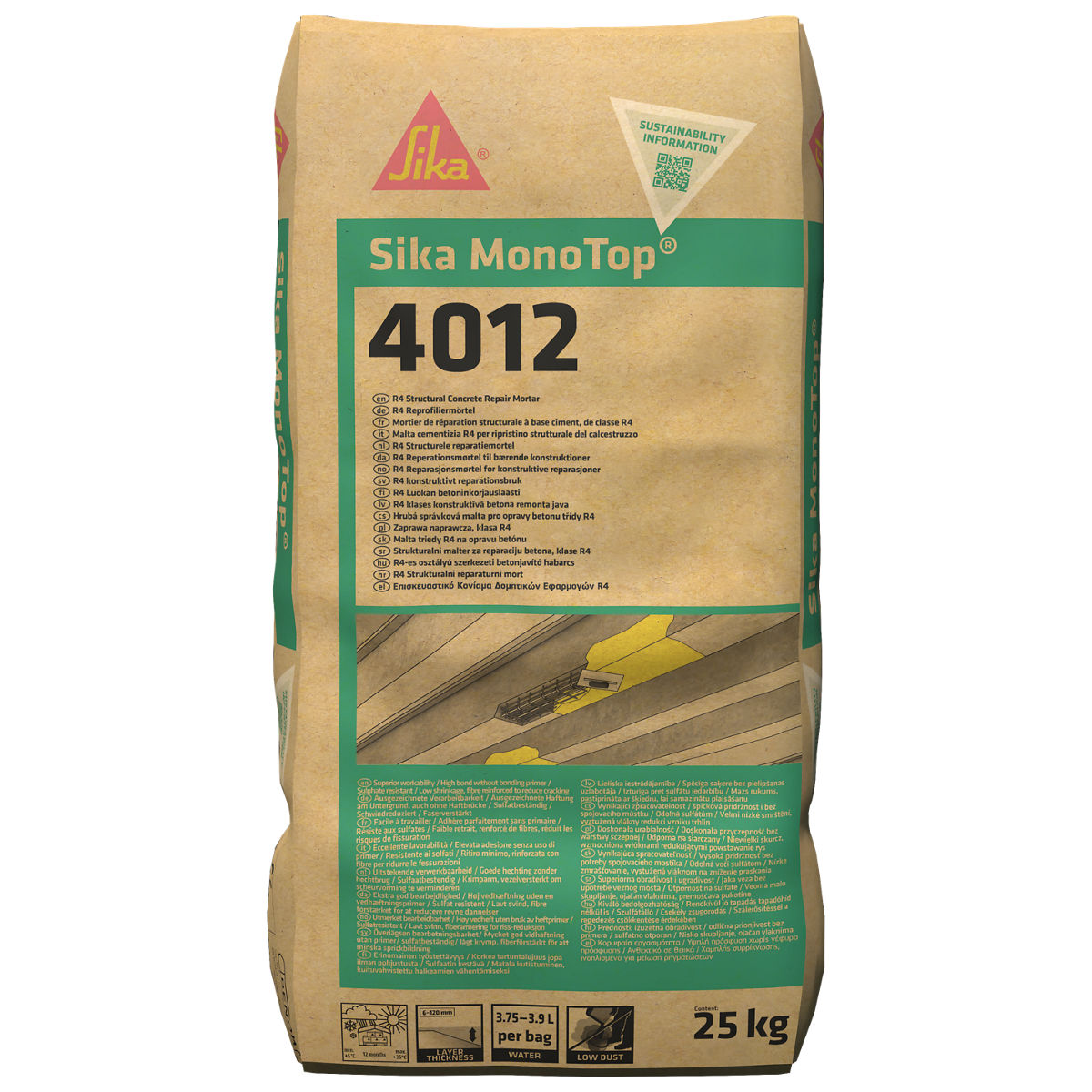 sika monotop 4012 cementna sanacijska malta za beton z vlakni 25 kg 6 120 mm
